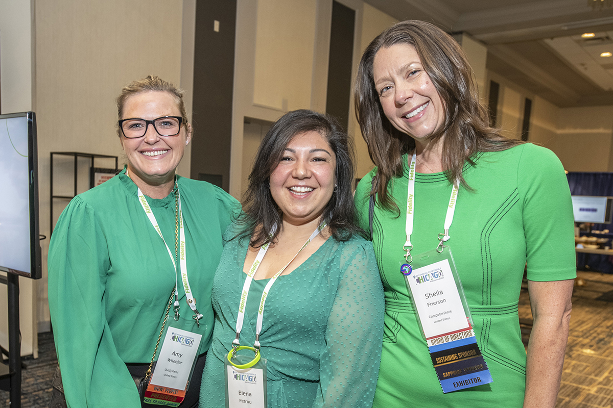 three womens smiling